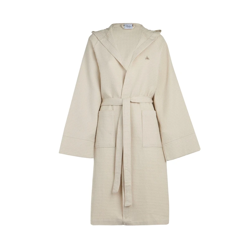 Bellora Honeycomb Hooded Bathrobe Plain 100% Cotton 400 g/m² Size M/L Sand