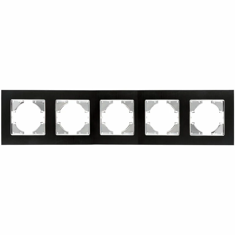 Black Aluminium recessed Frame, 5 Elements, Horizontal; Ideal for Discreet and Modern Lighting in Indoor Spaces. - Image 1
