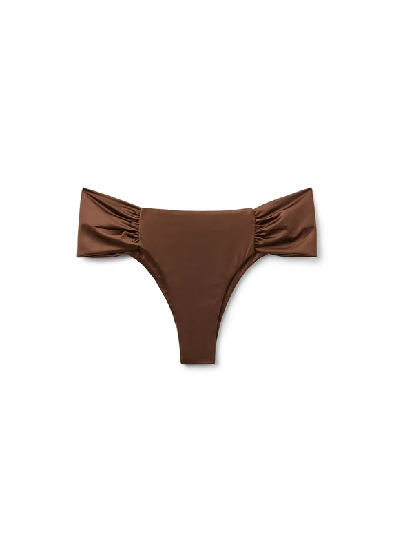 CALZEDONIA Woman's Draped Brazilian Swimsuit Bottom Shiny Satin - Image 1