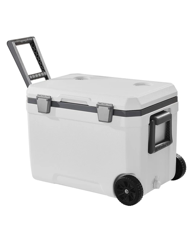 VEVOR Portable Cooler, 45 QT Wheeled Cooler with Ice Retention, Heavy-Duty Handles and Cup Holder, Lightweight Rigid Material Insulated Portable, Suitable for Family Picnics and Long Trips