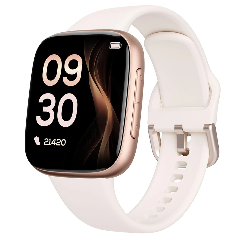 antfit Smart Watch for Women, 1.85" AMOLED Display, 30m Waterproof Swimming, 10-Day Battery, Call & Notifications, Fitness, Heart Rate, Sleep Tracker, 100+ Sports, iOS Android Compatible, Beige