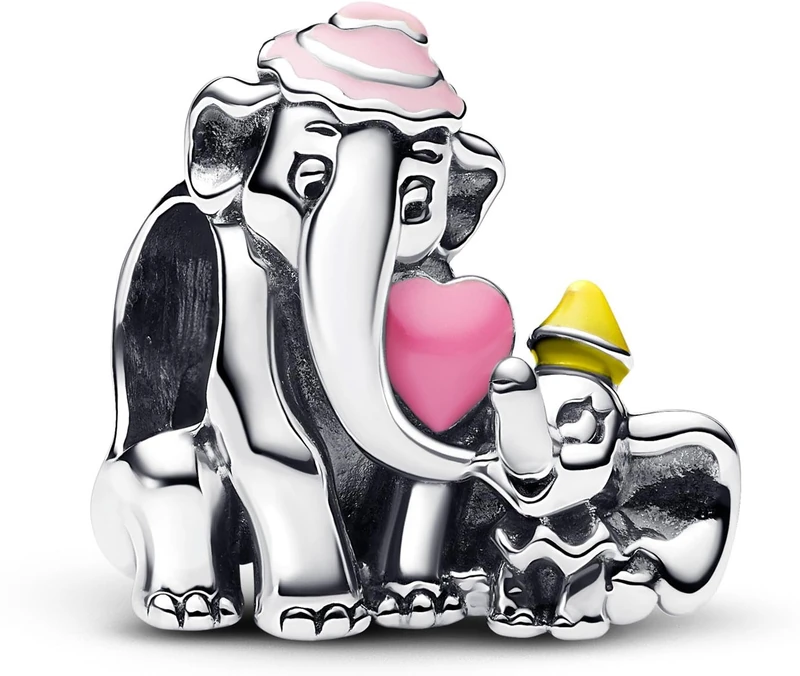 PANDORA Moments Disney Dumbo & Mama Charm in Argent Sterling Compatible Moments 793751C01, 10.8x13x12.6mm, Argent Sterling, Pas de gemme