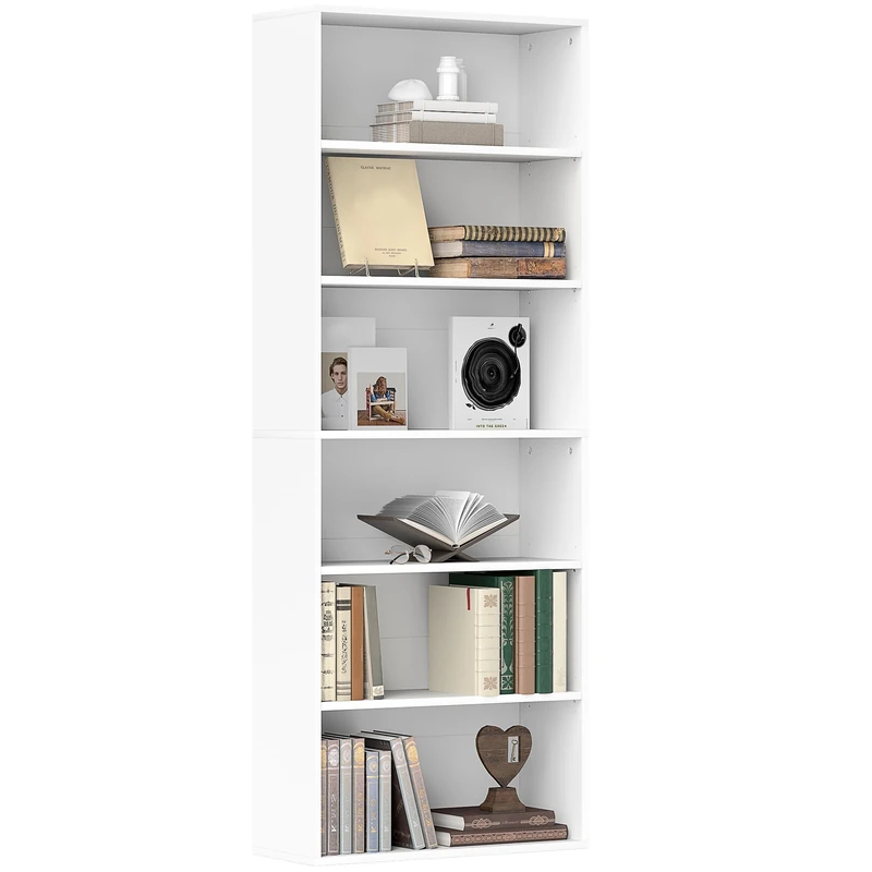 HOMCOM 6 Tier Bookshelf Freestanding 60 x 24 x 158.5 cm White