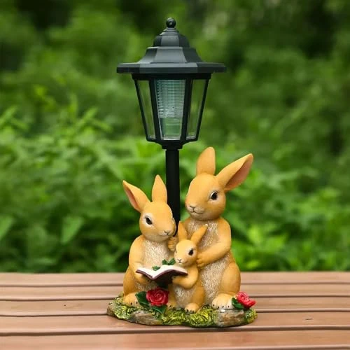Wliwwo Rabbits Ornaments Outdoor Statues Figurines for Garden Yard Decor Birthday Gifts