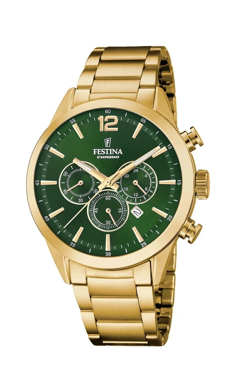 Festina Mens Gold PVD-Plated Chronograph Watch with Steel Bracelet F20633/5