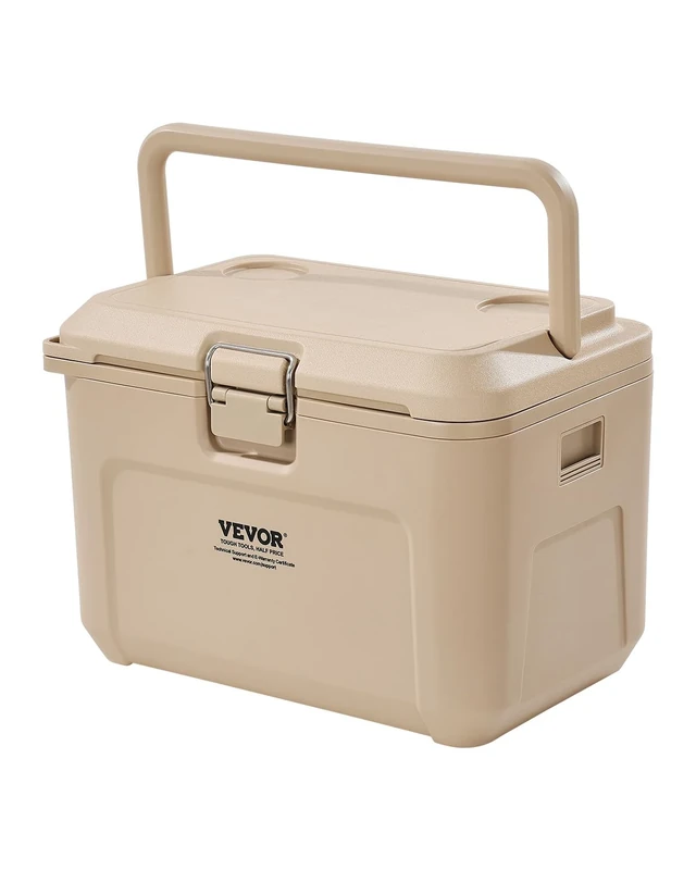 VEVOR 16.5 QT Hard Cooler with Ice Retention, Heavy-Duty Handles, Cup Holder, Lightweight Rigid Material, Suitable for Family Picnics and Short Trips
