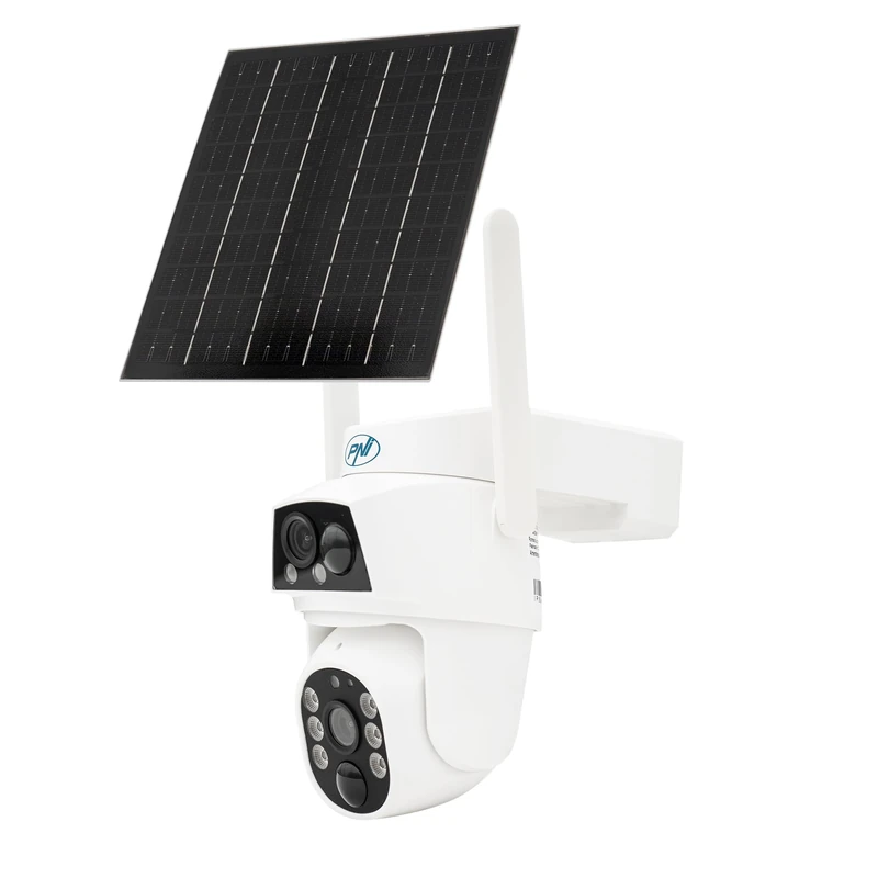 PNI IP794 video surveillance camera with Wi-Fi, PTZ, dual lens 2MP + 2MP, 5.5W solar panel, 8000mAh block battery