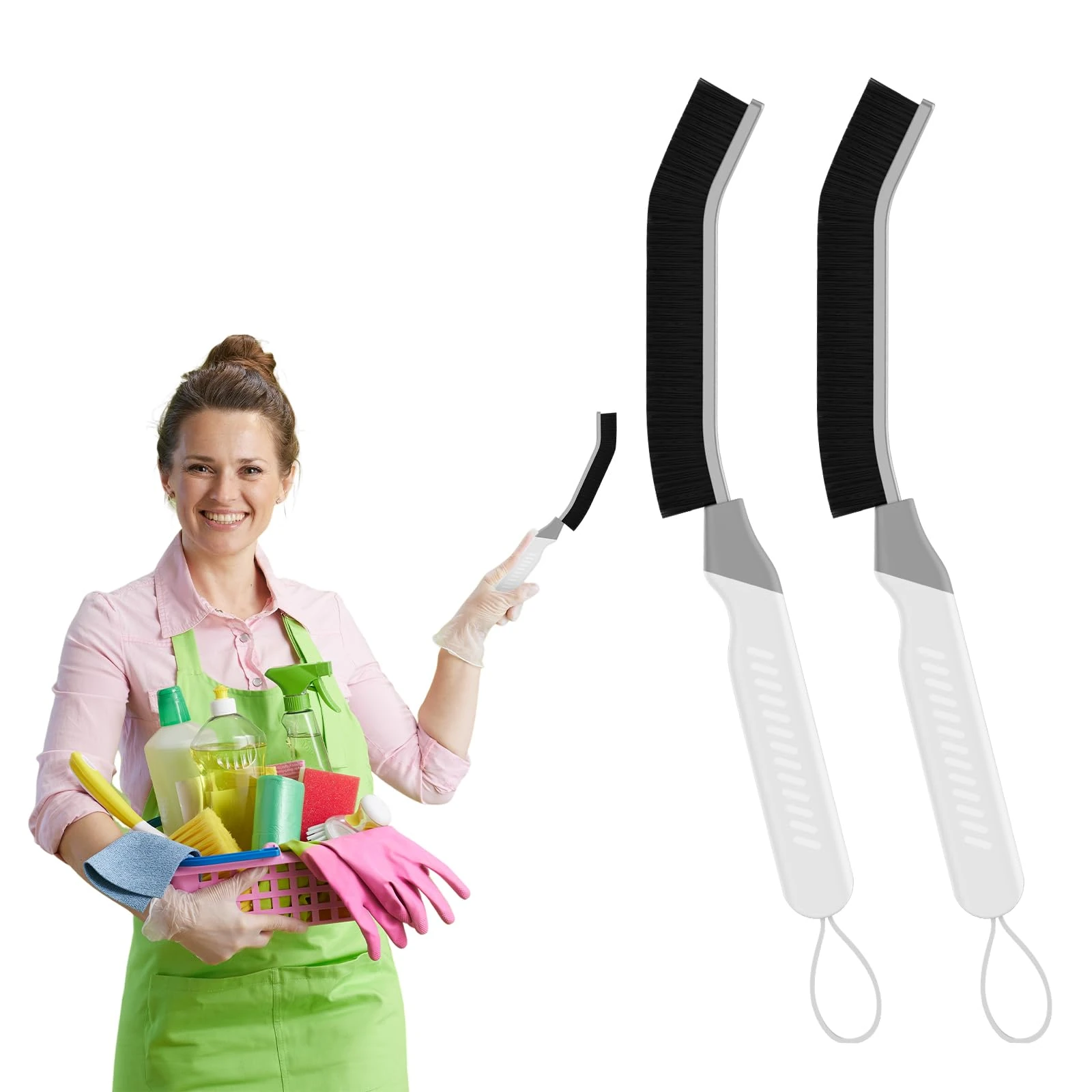 Cleangor Crevice Cleaning Brushes, Scrub Brush Tool for Hard to Reach Tight Spaces, Home Essentials Cleaning Supplies for Shower, Bathroom, Kitchen, Toilet，Window