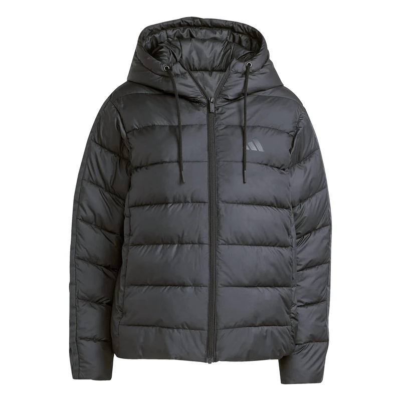 adidas Women's Essentials Climawarm 3 Stripes Synthetic Down Hooded Coat, black, S