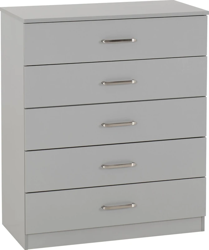 Seconique Dakota 5 Drawer Chest in Light Grey