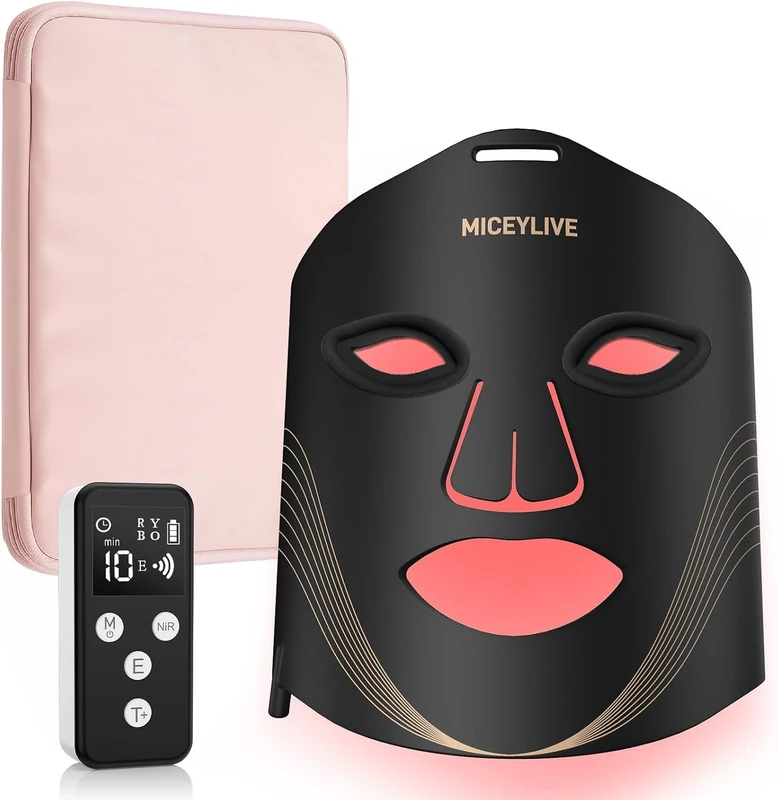 MICEYLIVE LED Face Mask with 3 Modes, Rechargeable Remote Control, LED Face Mask with Near Infrared with Travel Bag for Home and Travel, 400 LEDs