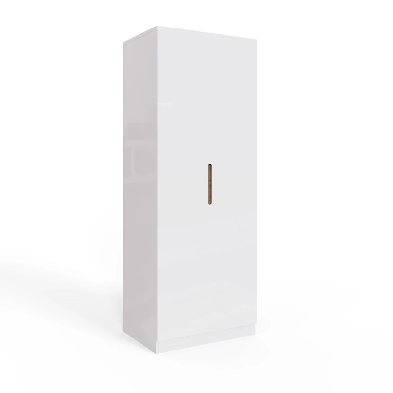 FWStyle White Gloss 2 Door Double Wardrobe - Quick Click Assembly - H197 X W74 X D53cm