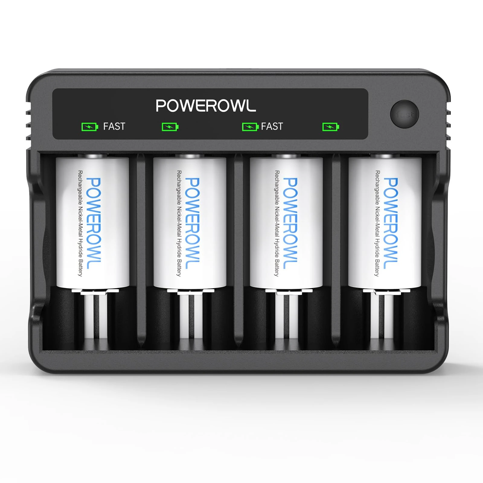POWEROWL Rechargeable C Batteries with Charger, USB Quick Charging, Universal Battery Charger (ZN452E)