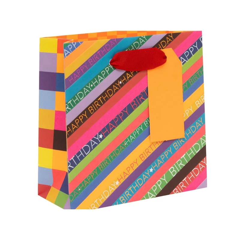 Glick Small Happy Birthday Gift Bag - 14x14x6 cm Recyclable