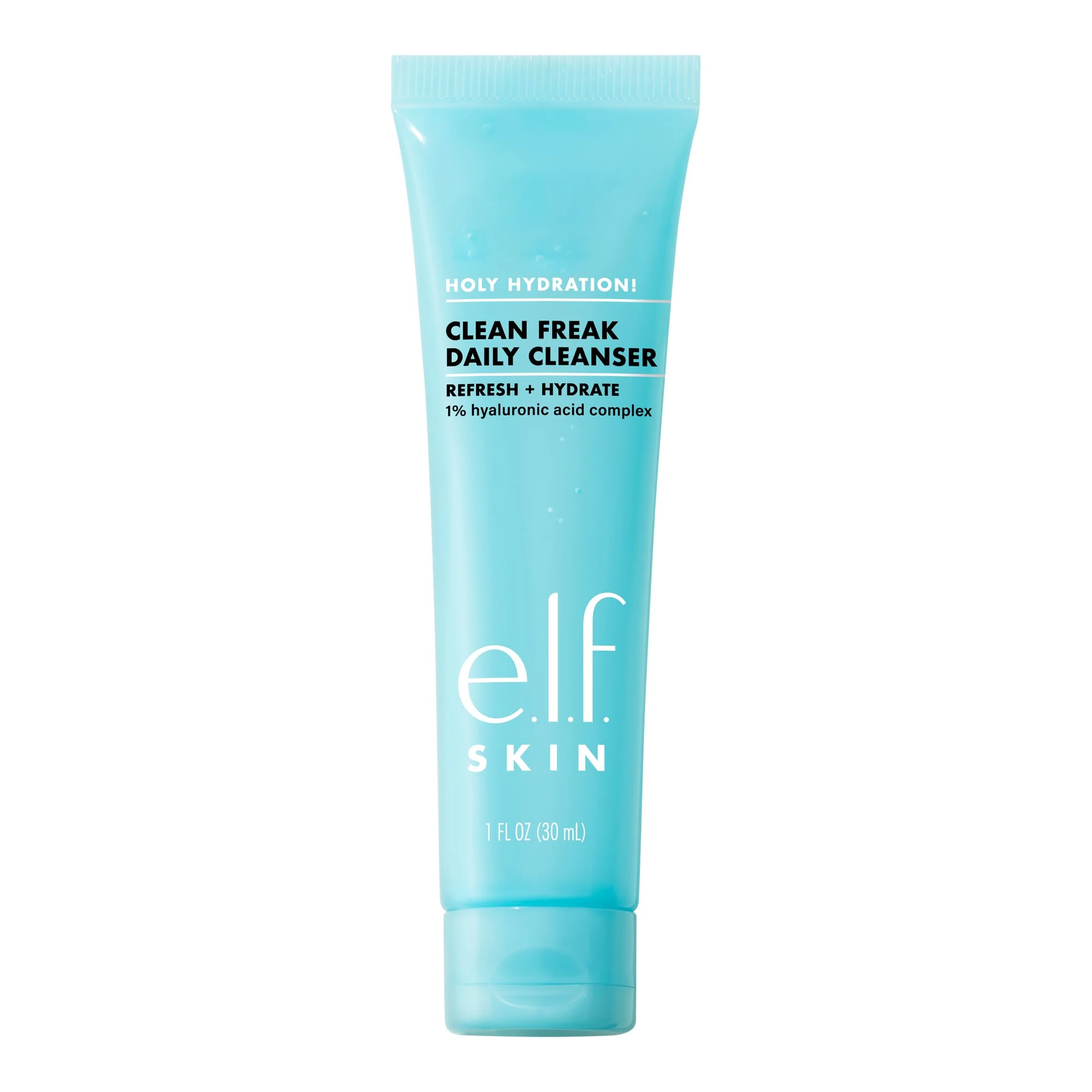 e.l.f. SKIN Holy Hydration! Clean Freak Daily Cleanser, Gentle Hydrating Gel Face Cleanser, Made With Hyaluronic Acid, Vegan & Cruelty-Free, 30ml