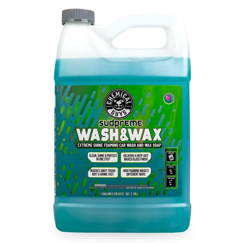 Chemical Guys Sudpreme Wash & Wax – Extreme-Shine Foaming Car Wash Soap with Natural Carnauba Wax, High-Foam Formula