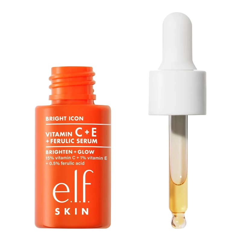 e.l.f. SKIN Bright Icon Vitamin C + E + Ferulic Serum Mini, Brightening & Soothing Face Serum, Helps Even Skin Tone, Vegan & Cruelty-Free, 15ml