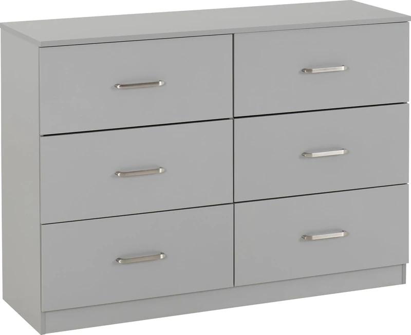 Seconique Dakota 6 Drawer Chest in Light Grey