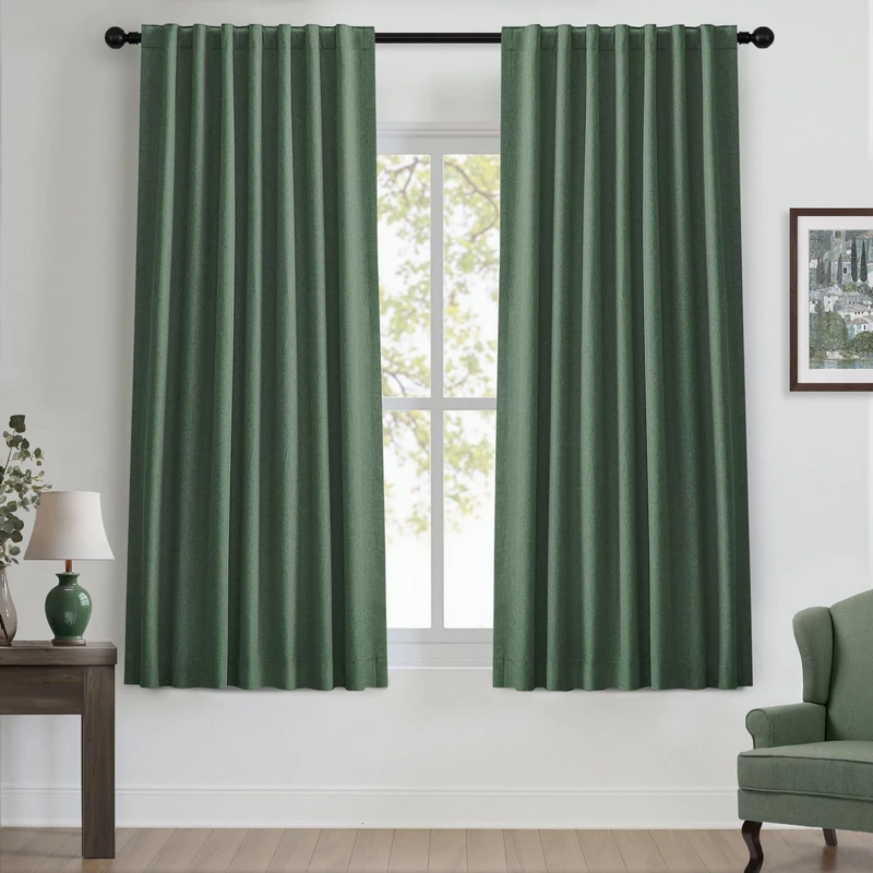 UHITECH 60 Inch Long Blackout Curtains for Bedroom 2 Panels, Olive Green