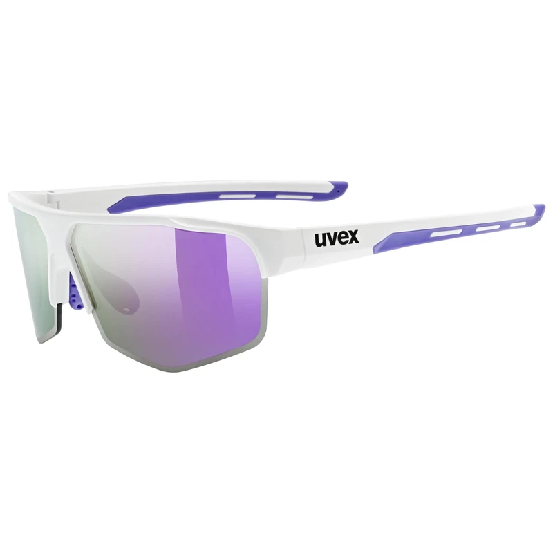 uvex axos set - sports glasses for adults - 100% UVA-, B, C protection - contrast enhancing - white matt/mir.purple - one size