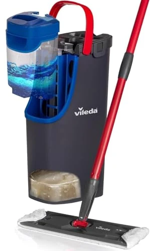 Vileda H2PrO Flat mop system - Revolutionary clean and dirty water separation - Water-saving design - Compact storage - Ergonomic handle - Microfibre power - Can be used one-handed