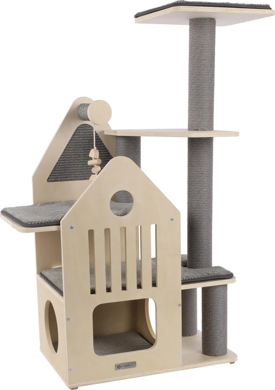 Flamingo SCRATCHING TREE KAISA GREY/BEIGE 82x38x114CM