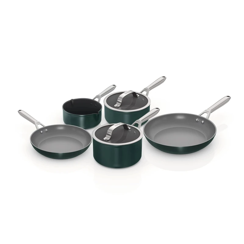 Ninja ZEROSTICK Ceramic Pro 5-Piece Pan Set, Scratch Resistant, Made PTFE-Free, All Hob Compatible, Green CW35000UKGN