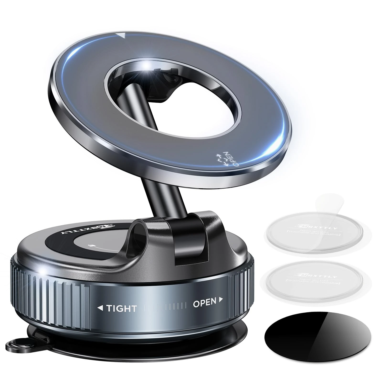 MSXTTLY Vacuum Magnetic Phone Holder for Car, 2025 Vmag-S1, Suction Phone Mount 360° Rotatable, Foldable & Adjustable, for iPhone 17 Pro MAX 16 15 14 13 12 & Android, Black