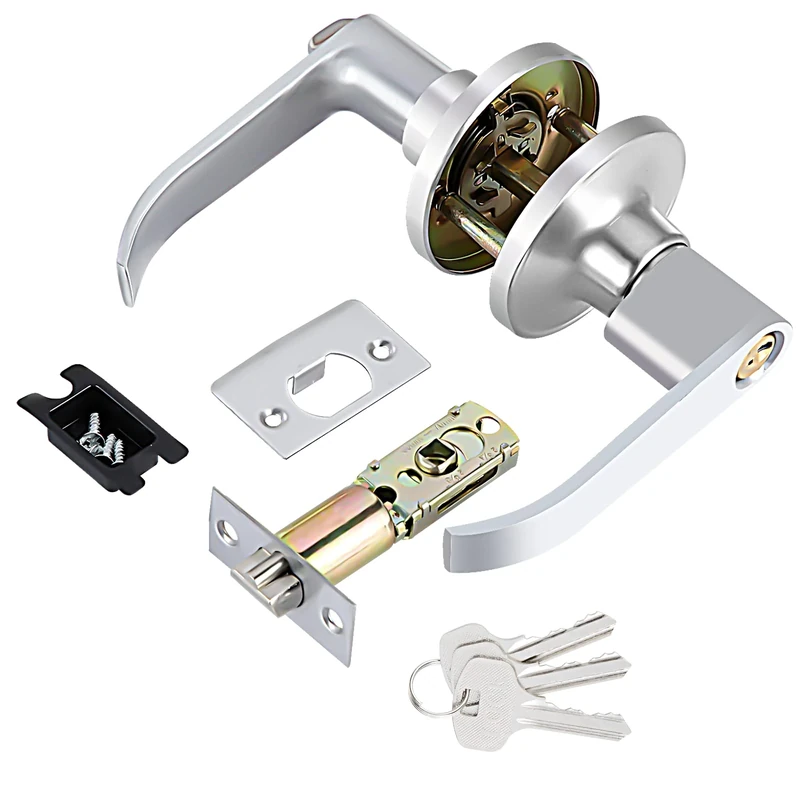 Cumnvulnt Stainless Steel Door Lock with Key - Interior Latch