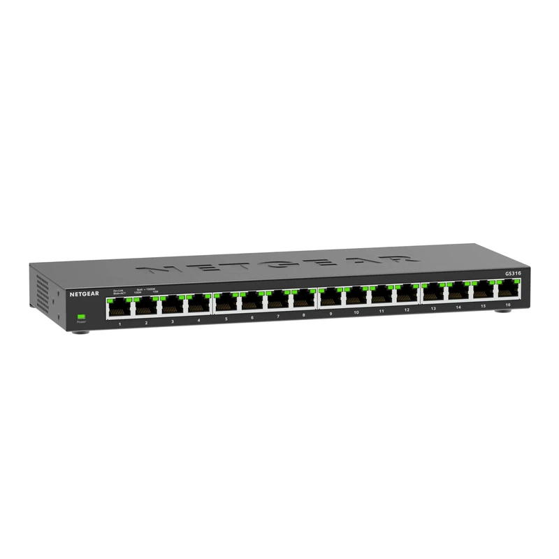 NETGEAR 16-Port Gigabit Ethernet Unmanaged Switch (GS316) - Desktop, Wall, or Rackmount, Silent Operation