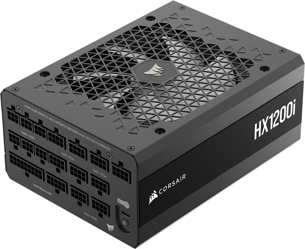 CORSAIR HX1200i (2025) Fully Modular Ultra-Low Noise ATX Power Supply with 12V-2x6 Cable – ATX 3.1 & PCIe 5.1 Compliant, Cybenetics Platinum Efficiency, Fluid Dynamic Bearing Fan – Black