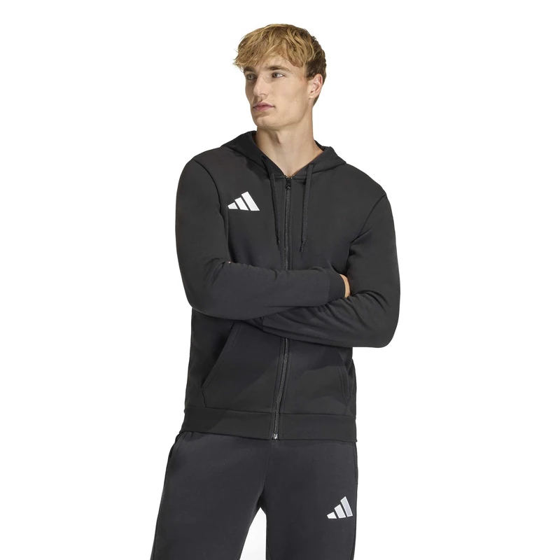 adidas Men's Entrada26 Full Zip Hoodie, black/white, M Tall