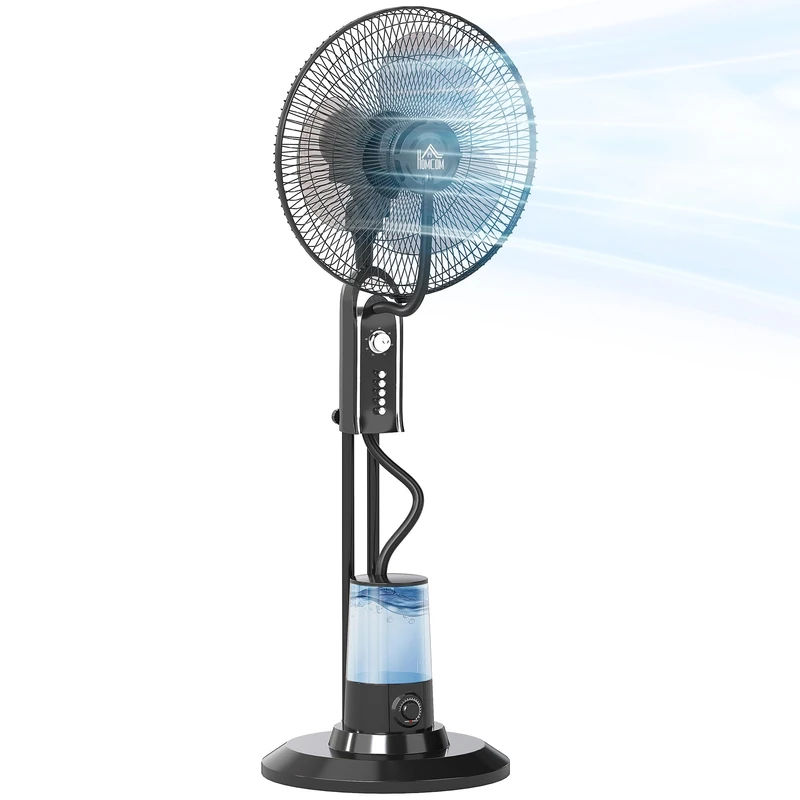 HOMCOM Spray Misting Fan, Pedestal Fan w/Oscillation, Tilt, 4 Speeds