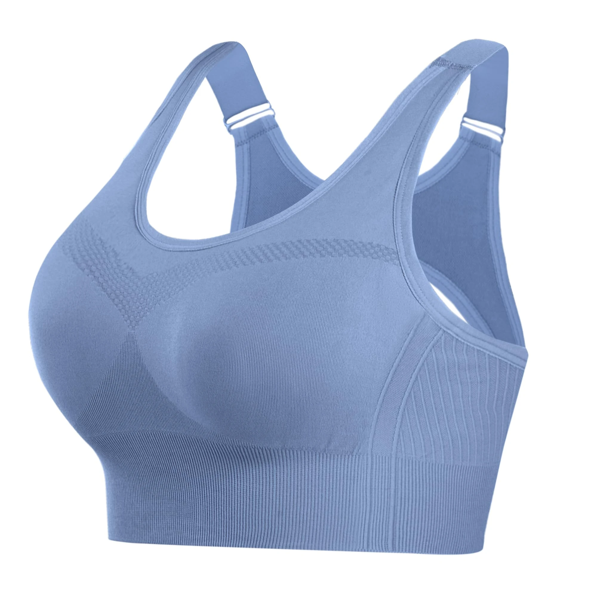 Litherday Sports Bras Women High Impact Shock Absorber Padded Yoga Gym Running Crop Top Plus Size for Large BreastsCrop Top（Blue,XL）