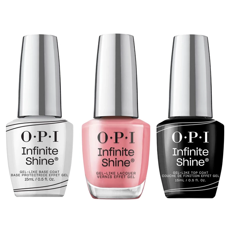 OPI Infinite Shine Long-wear Nail Polish, Gel-Like Nail Varnish with no UV lamp needed, 3-Step System for up to 11 days of vibrant colour, Base Coat & Nail Polish & Top Coat, At Strong Last, 3x 15ml