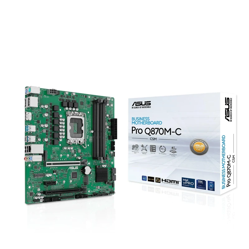 Asus PRO Q870M-C-CSM - Corporate Stable Model, Intel Q870, 1851, Micro ATX, 4 DDR5, HDMI, 2 DP, GB LAN, 2x M.2