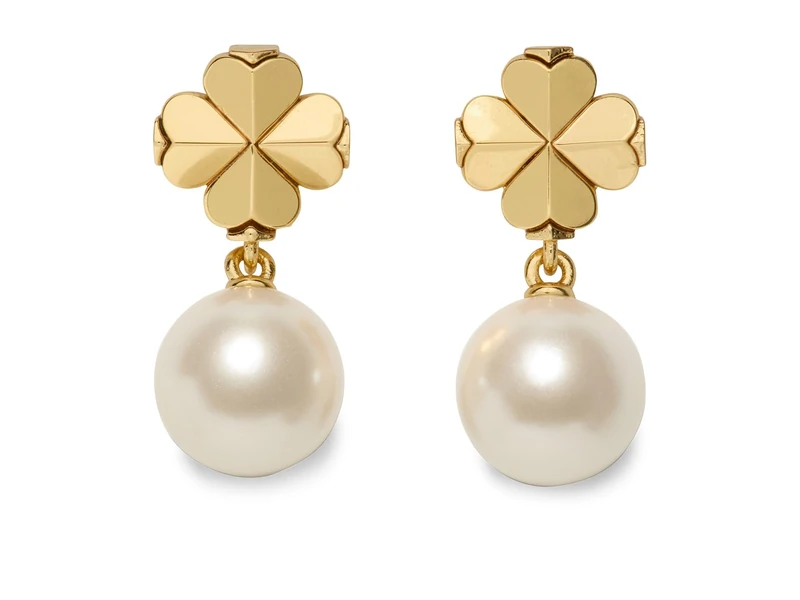 Kate Spade New York Spade Flower Pearl Drop Earrings, White Gold