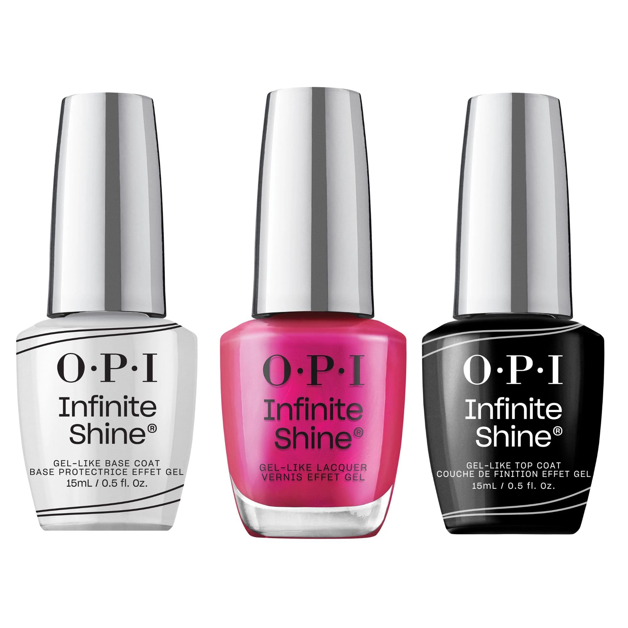 OPI Infinite Shine Long-wear Nail Polish, Gel-Like Nail Varnish with no UV lamp needed, 3-Step System for up to 11 days of vibrant colour, Base Coat & Nail Polish & Top Coat, Pompeii Purple, 3x 15ml