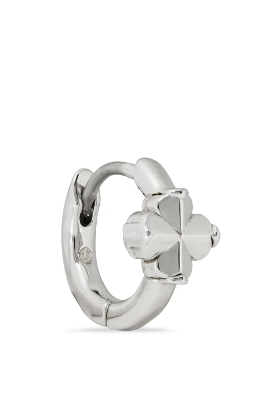 Kate Spade New York Spade Flower Huggies, Silver - Image 1