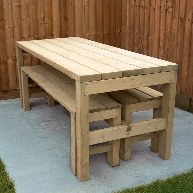 Forest Garden Wooden Garden Dining Table and Benches Set 5'11 x 2'6 (1.8m x 0.76m)