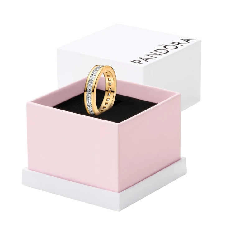 PANDORA 163797C01 Women's Eternity Ring Gold-Coloured, 58/18,5, Sterling Silver, Cubic Zirconia