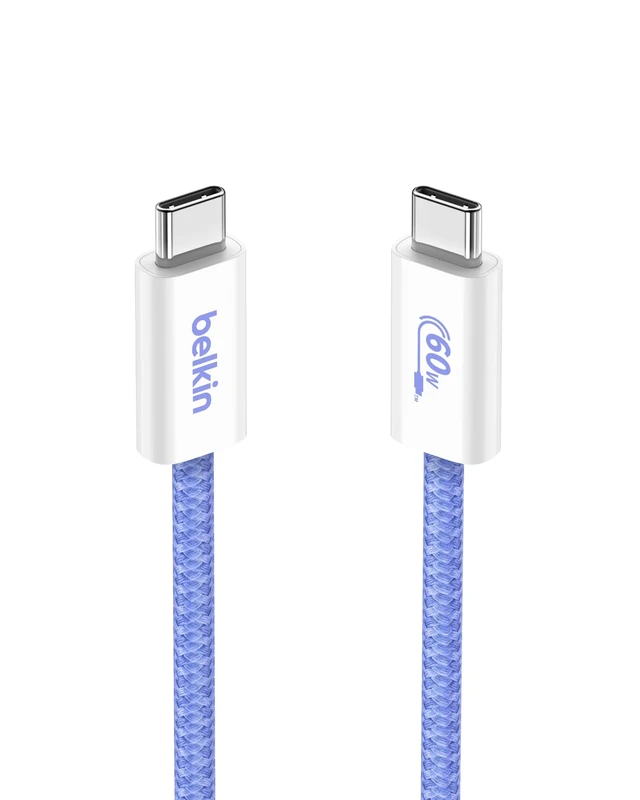 Belkin 2-Pack Braided USB-C to USB-C Cable 5ft, 60W - Soft, Flexible Fast-Charging Cable, Type C Charger Cord for iPhone 17 & 16 Series, Galaxy S25, Pixel 10, iPad Pro, & More - Blue