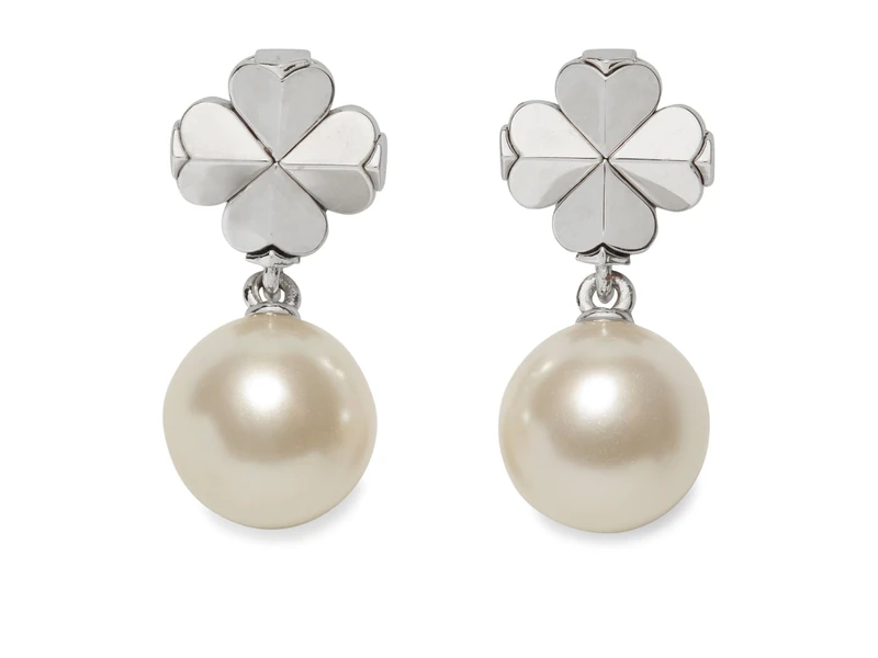 Kate Spade New York Spade Flower Pearl Drop Earrings, White/Silver