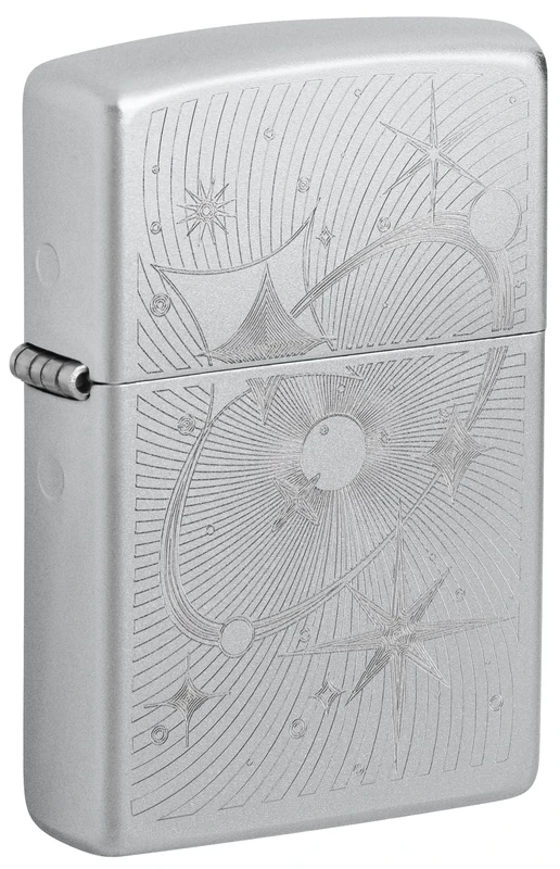 Zippo Windproof Lighter - Nostalgia/Vintage - Auto Engrave Satin Chrome - Refillable - Reusable - Windproof Design - Gift Box - Made in USA