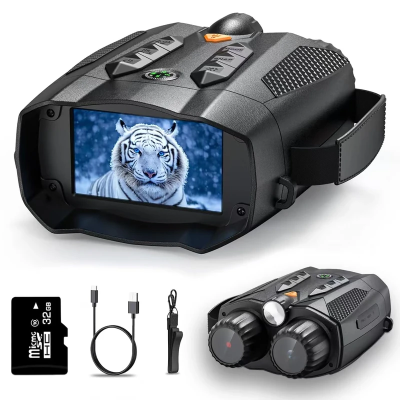 Adult Binoculars Night Vision Goggles,3 In IPS1080p,32G TF Card,5000mAh Rechargeable Battery,Night Vision Binoculars 800m,10x Zoom 7-Level IR for Camping,Observe, Military Scope for Hunting