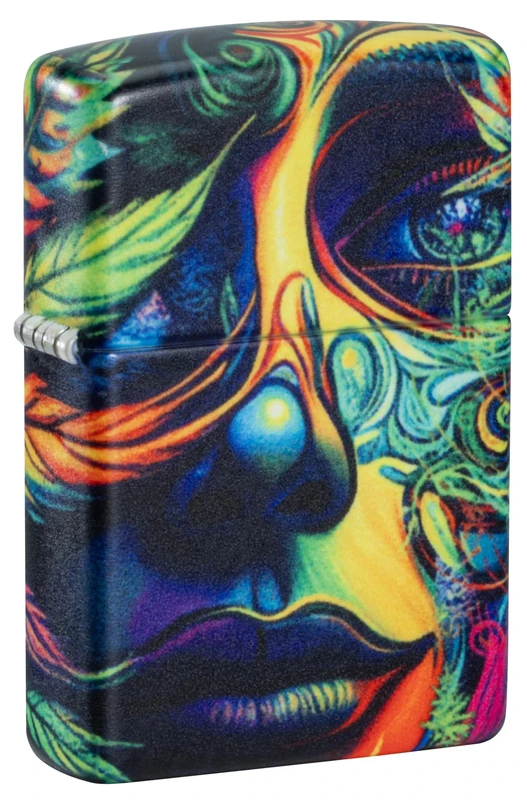 Zippo Windproof Lighter - Cannabis Woman Design - 540 Colour 540 Mat - Refillable - Reusable - Windproof Design - Gift Box - Made in USA