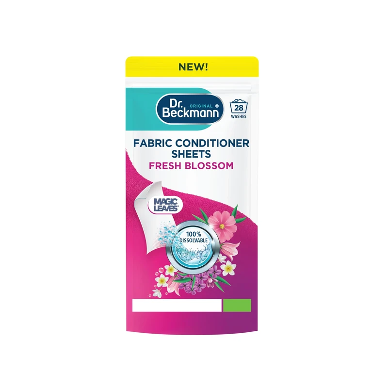 Dr. Beckmann Fabric Conditioner Sheets Fresh Blossom | No mess | Convenient and pre-dosed fabric conditioner sheets |Dissolvable | easy to use | 14 sheets