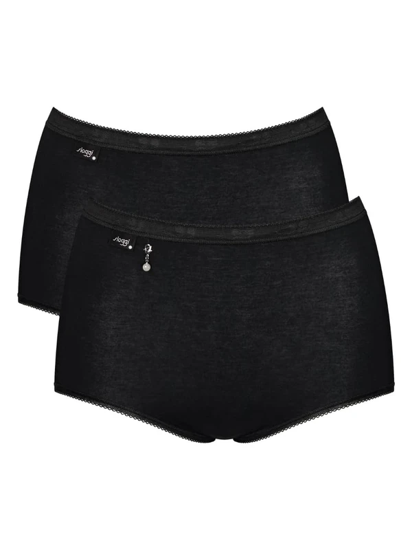 Sloggi Basic+ Pearl Maxi 2 Pack Briefs Black Pearl Black S - 10