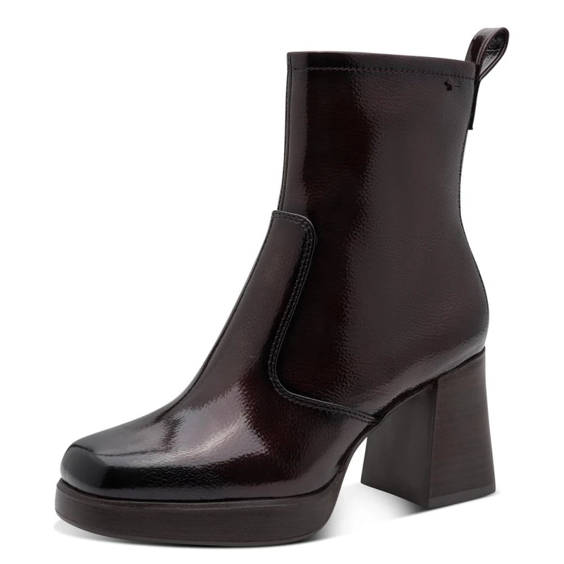 Tamaris Women's Damen Boot Heel 1-25361-43 Ankle, Merlot Patent, 4 UK