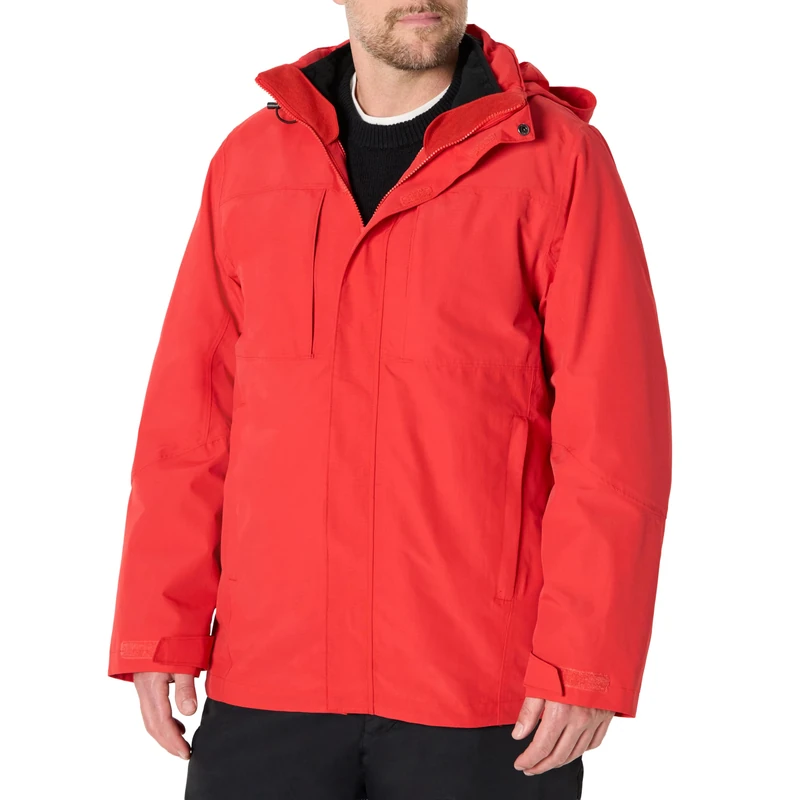 Amazon Essentials Men's Water-Resistant 3 in 1 Snow Jacket, Bright Poppy Red, XL